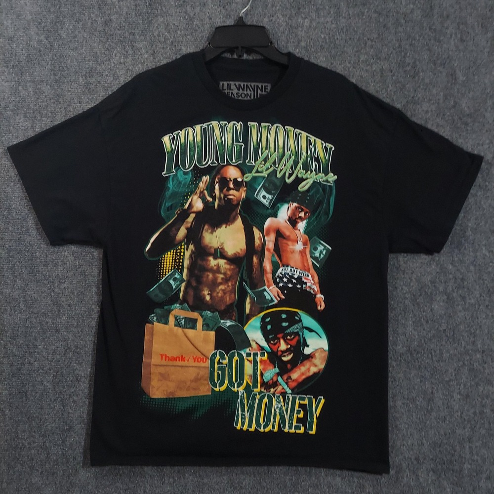 Lil Wayne Young Money Shirt Mens XL Black Graphic Rap Tee Got Money‎ Hip Hop